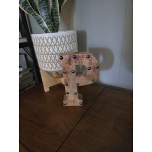 Wooden Letter "P" - Free Standing Block Studded Decoration Wood Farmhouse‎